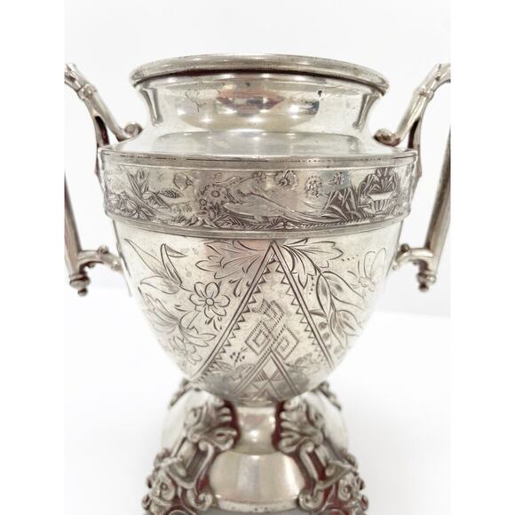 Simpson Hall Miller & Co Quadruple Plate 1877 Silver Trophy Urn Buttery Floral - Picture 7 of 16